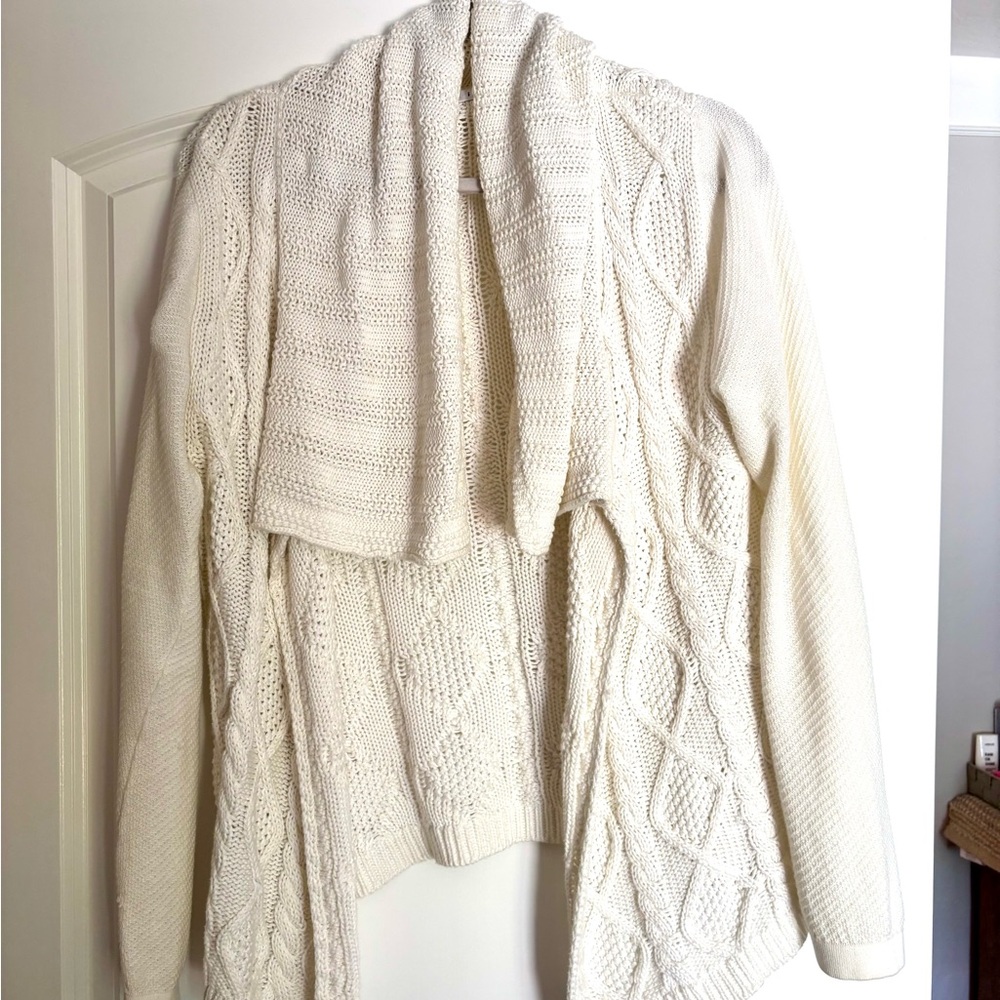 CAbi Cream Cable Knit Cardigan Sweater